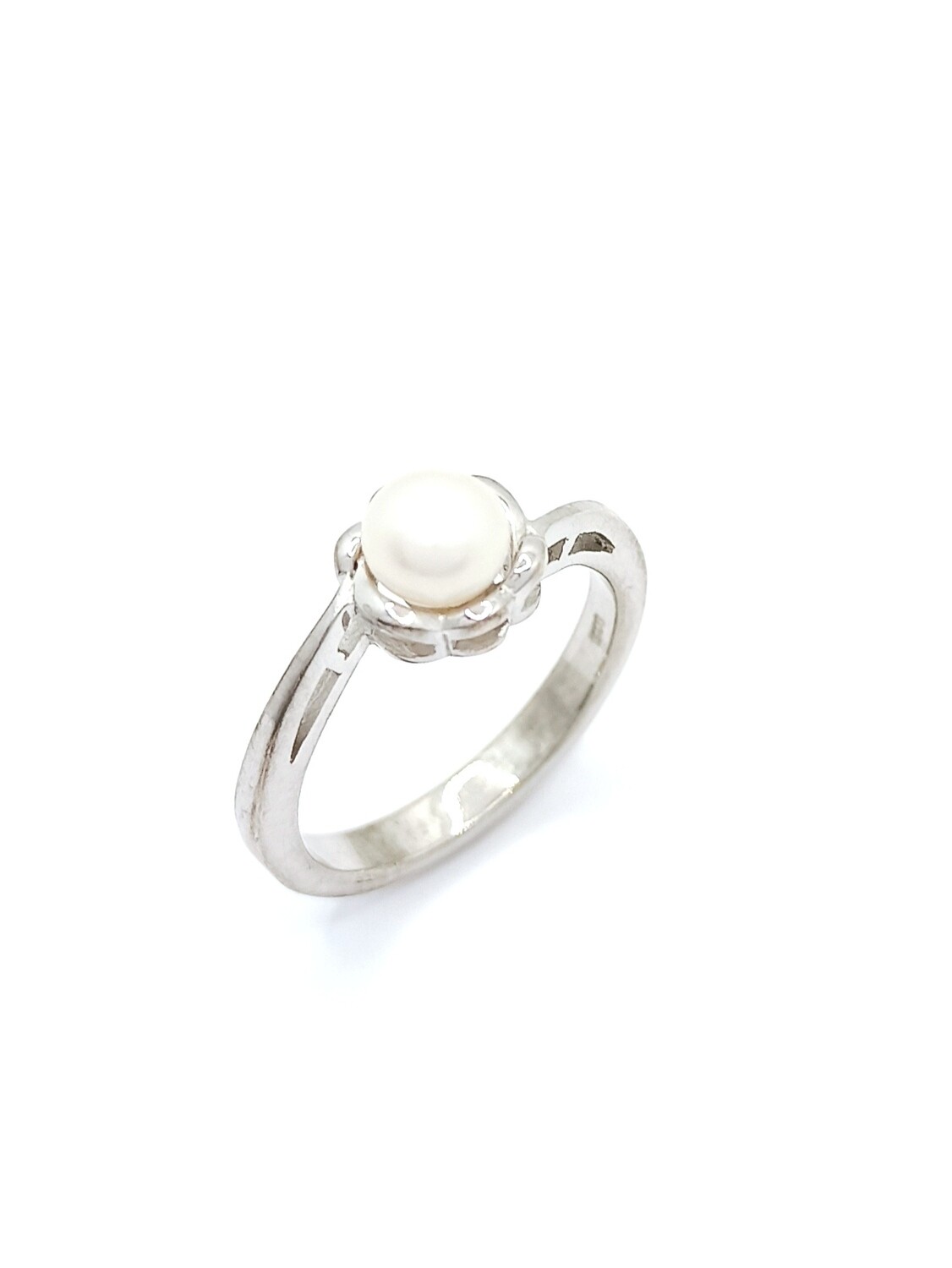Silver 925 pearl stone flower ring
