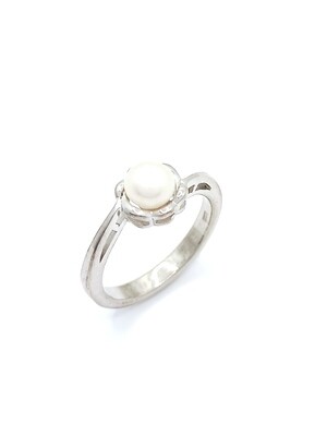 Silver 925 pearl stone flower ring