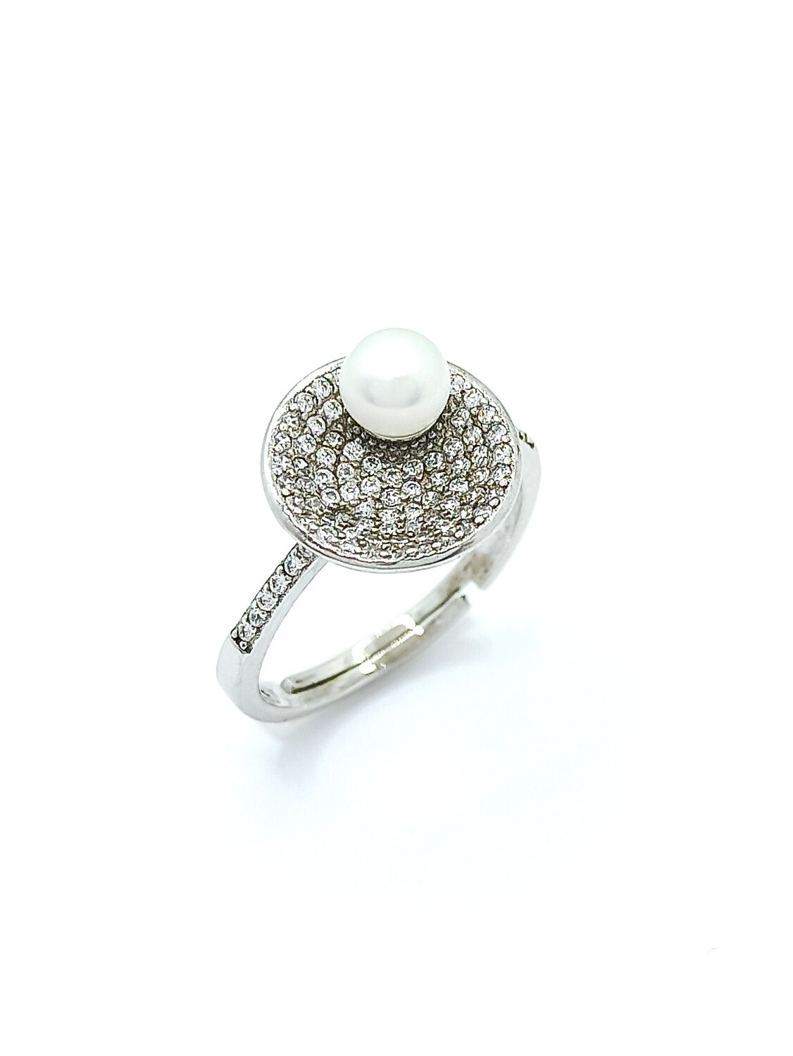 Silver 925 round pearl ring
