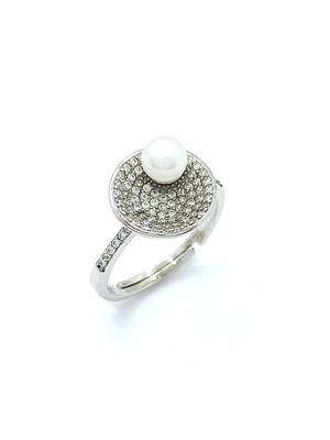 Silver 925 round pearl ring
