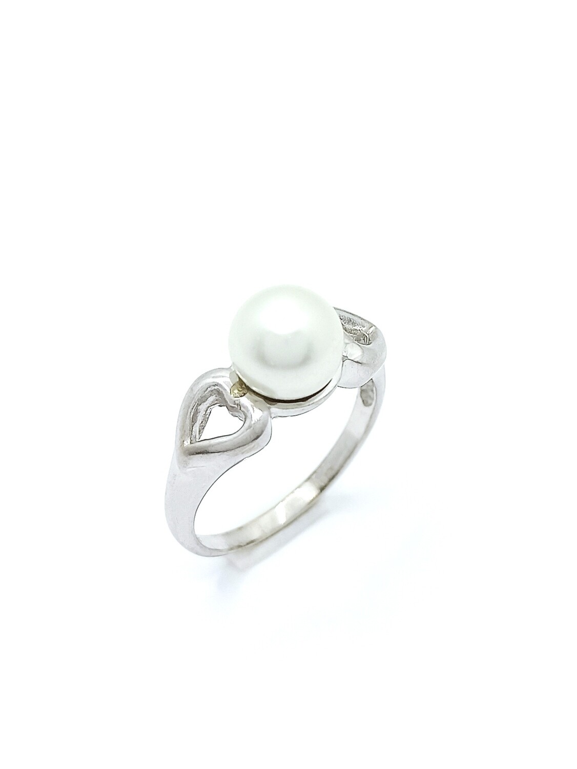 Silver 925 pearl stone heart ring