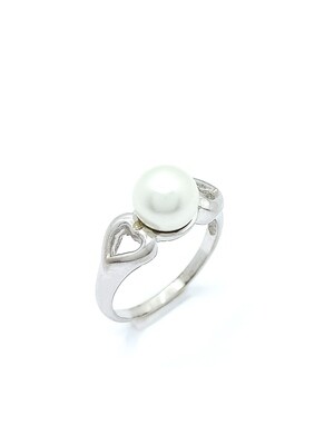 Silver 925 pearl stone heart ring