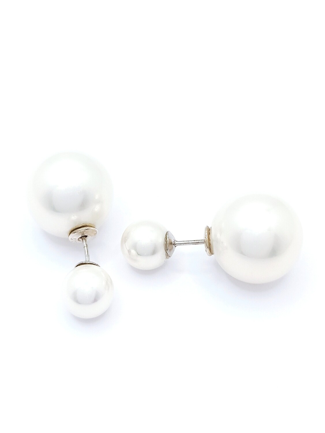 Silver 925 double sided pearl stud earrings