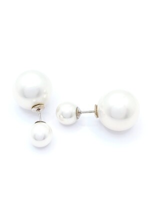 Silver 925 double sided pearl stud earrings