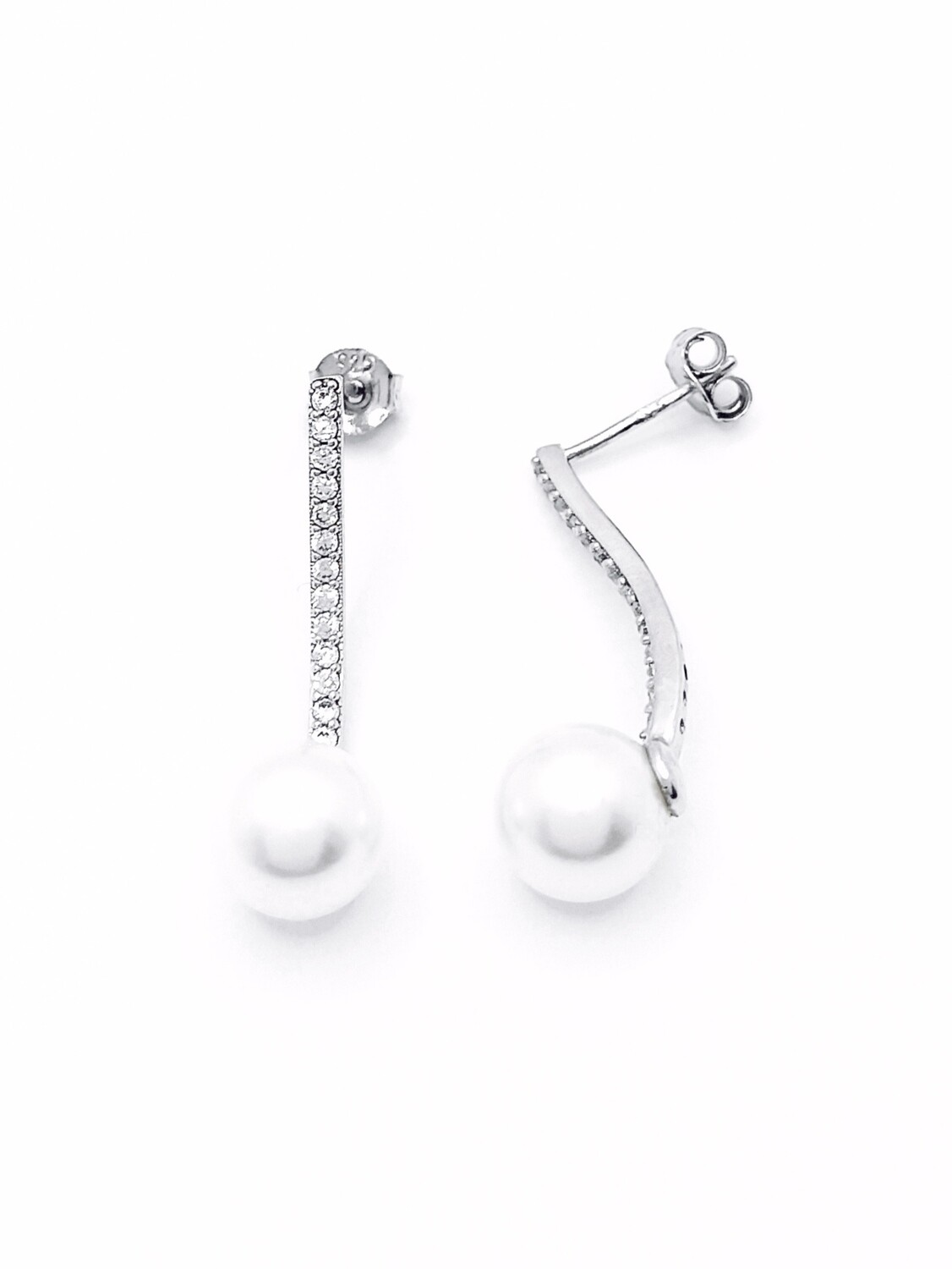 Silver 925 pearl stone stud earrings