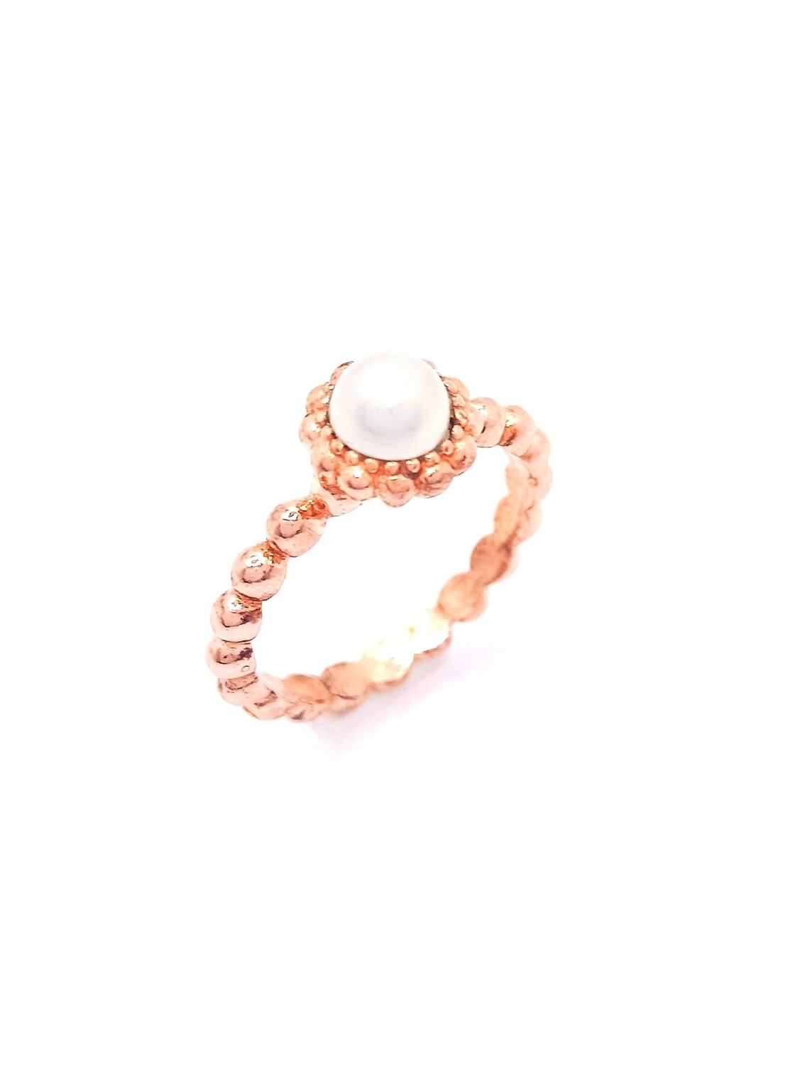 Silver 925 pearl stone flower ring