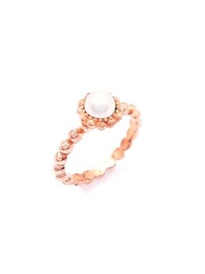 Silver 925 pearl stone flower ring