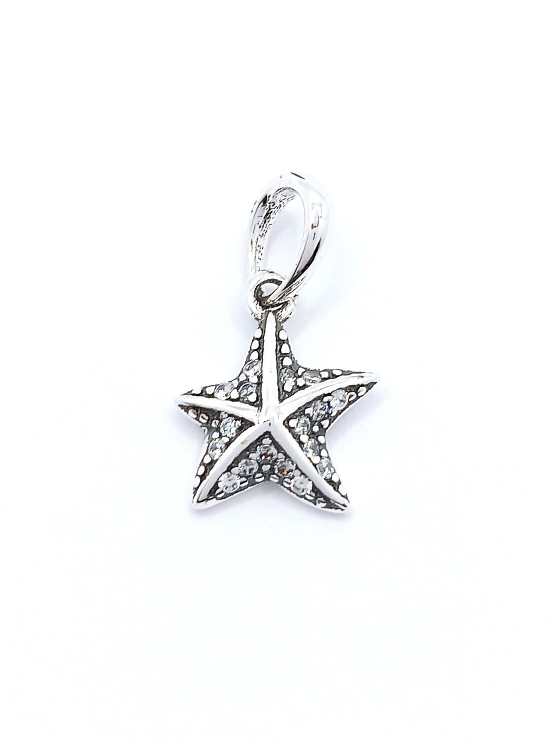 Silver 925 stone starfish pendant charm bracelet