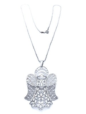 SILVER 925 Angel diamond cut necklace