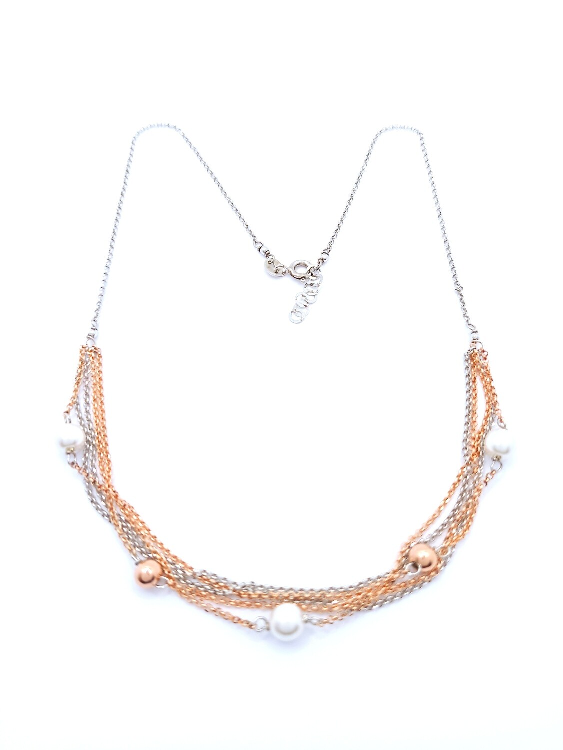 Silver 925 pearl 2 color necklace
