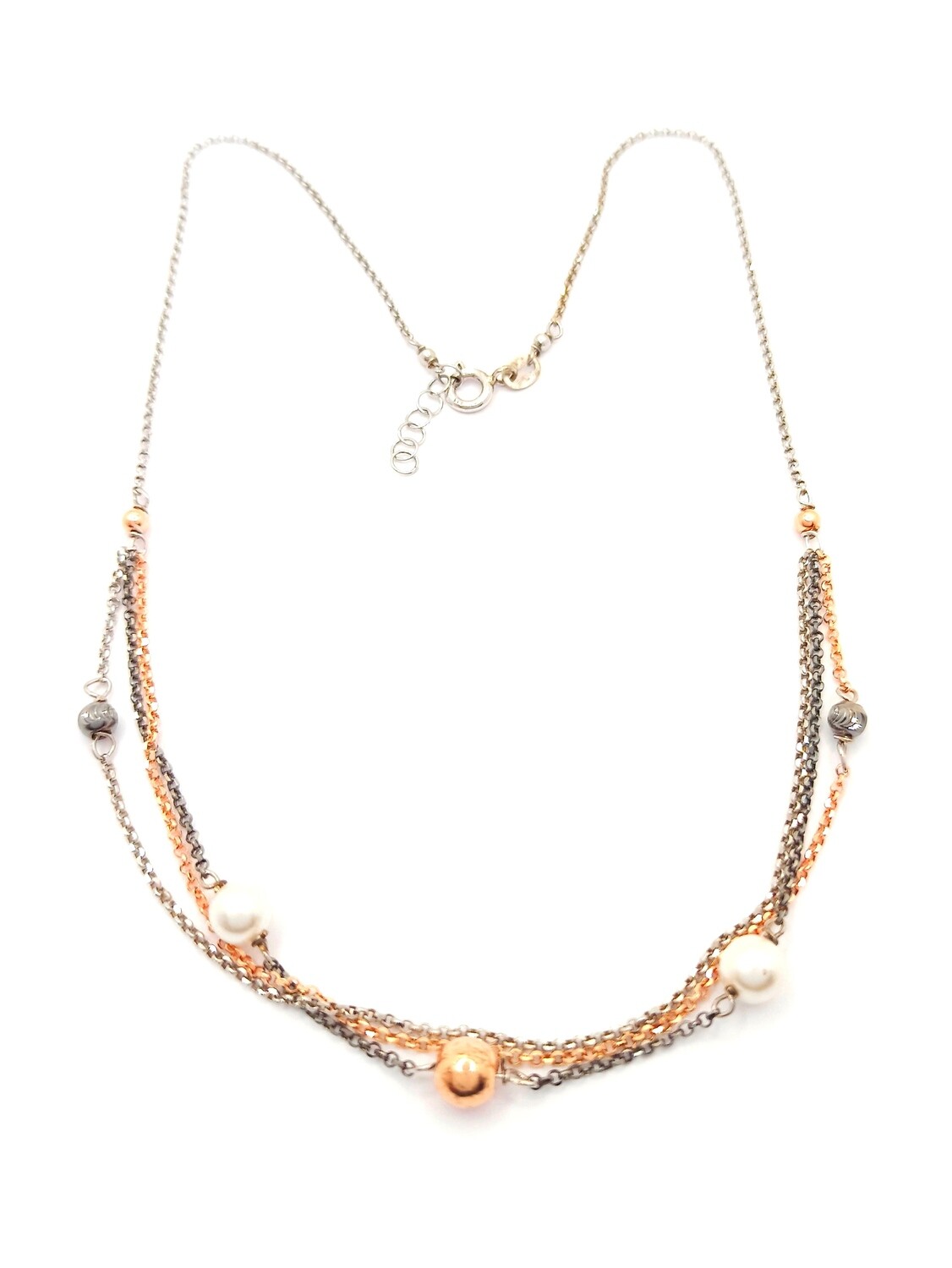 Silver 925 pearl 3 color necklace