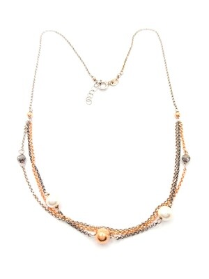 Silver 925 pearl 3 color necklace