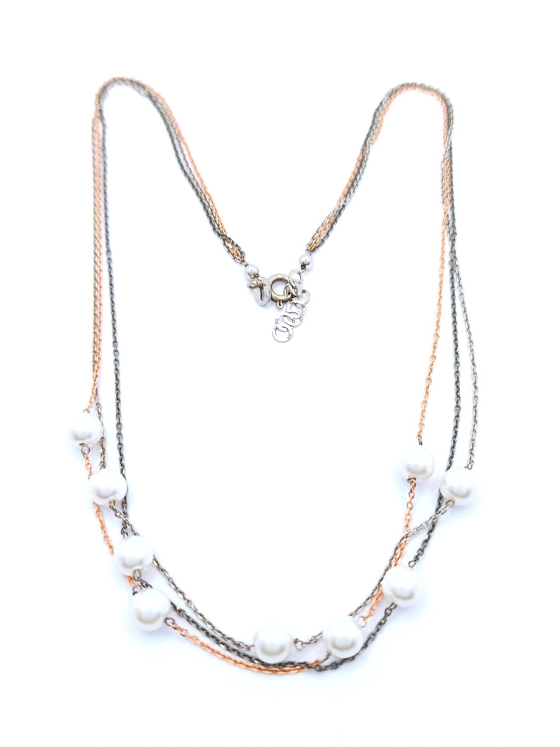 Silver 925 pearl triple necklace