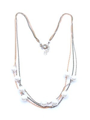Silver 925 pearl triple necklace