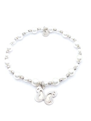 Silver 925 pearl stone butterfly hand bracelet