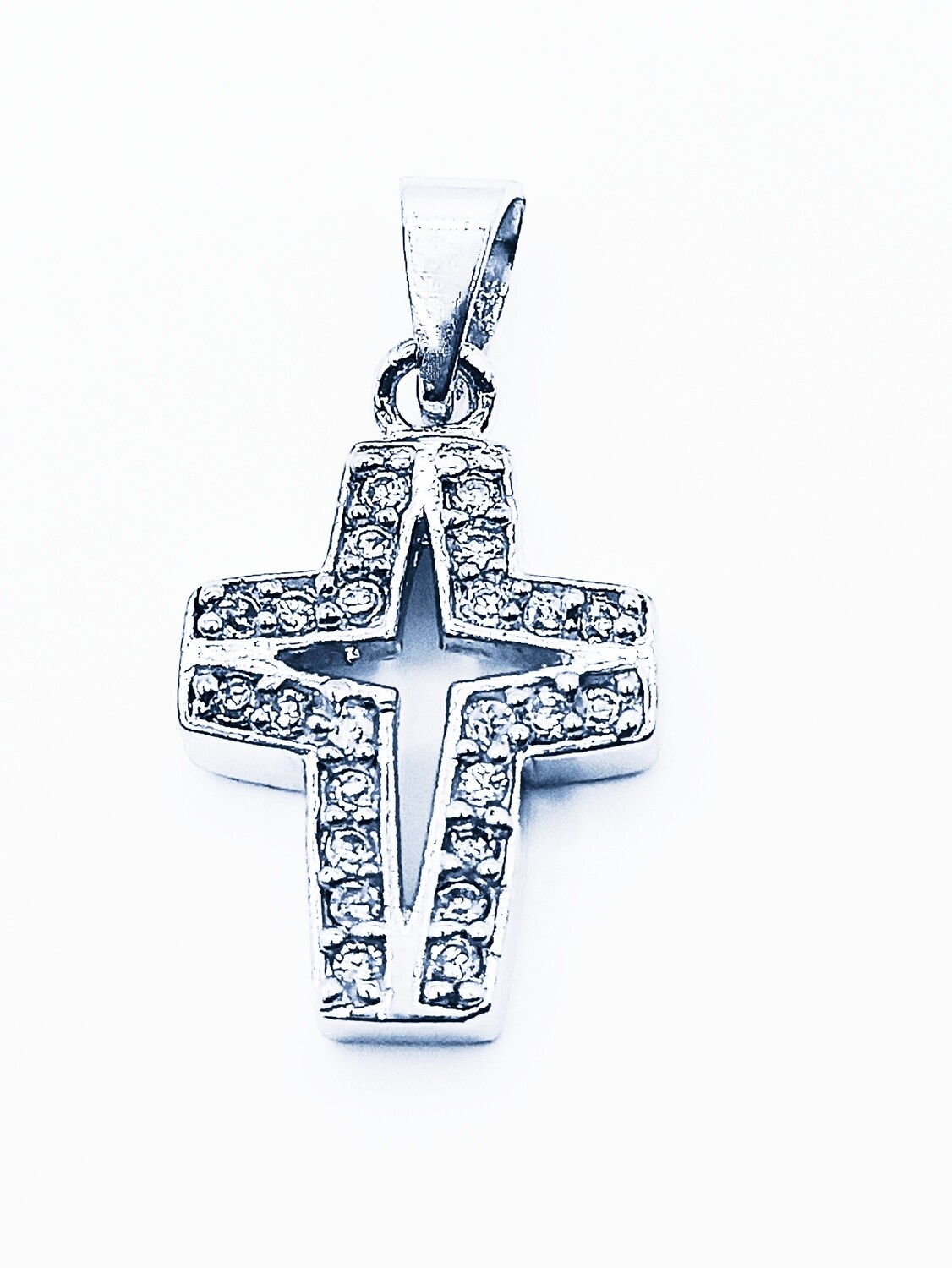 Silver 925 white stone cross pendant