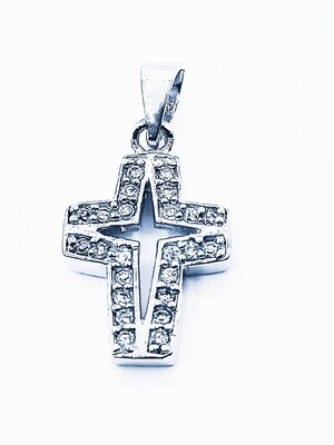 Silver 925 white stone cross pendant