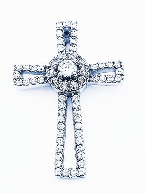 Silver 925 white stone cross pendant