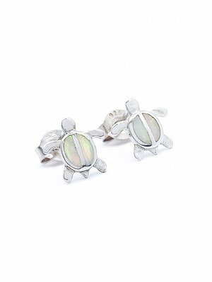 Silver 925 opal turtle children stud earring