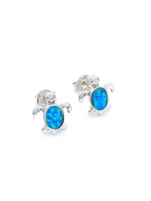 Silver 925 opal turtle children stud earring