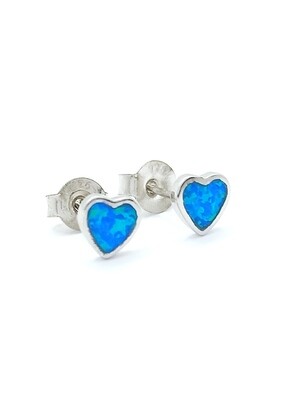 Silver 925 opal heart children stud earring
