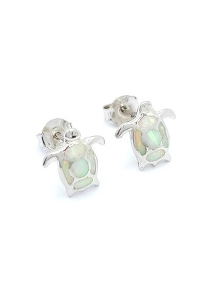 Silver 925 opal turtle children stud earring