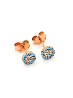 Silver 925 stone evil eye children stud earring