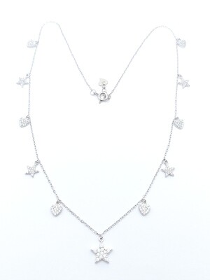 Silver 925 star sun moon flower necklace