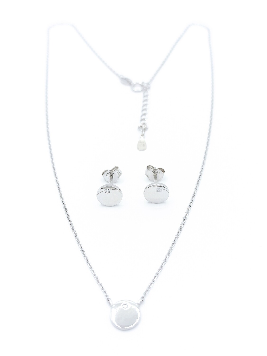 Silver 925 SET circle design white stone