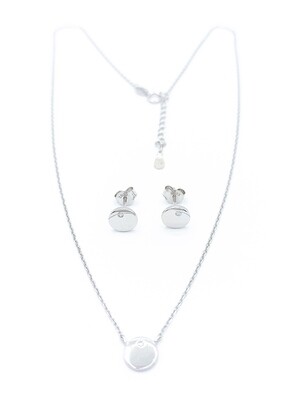 Silver 925 SET circle design white stone