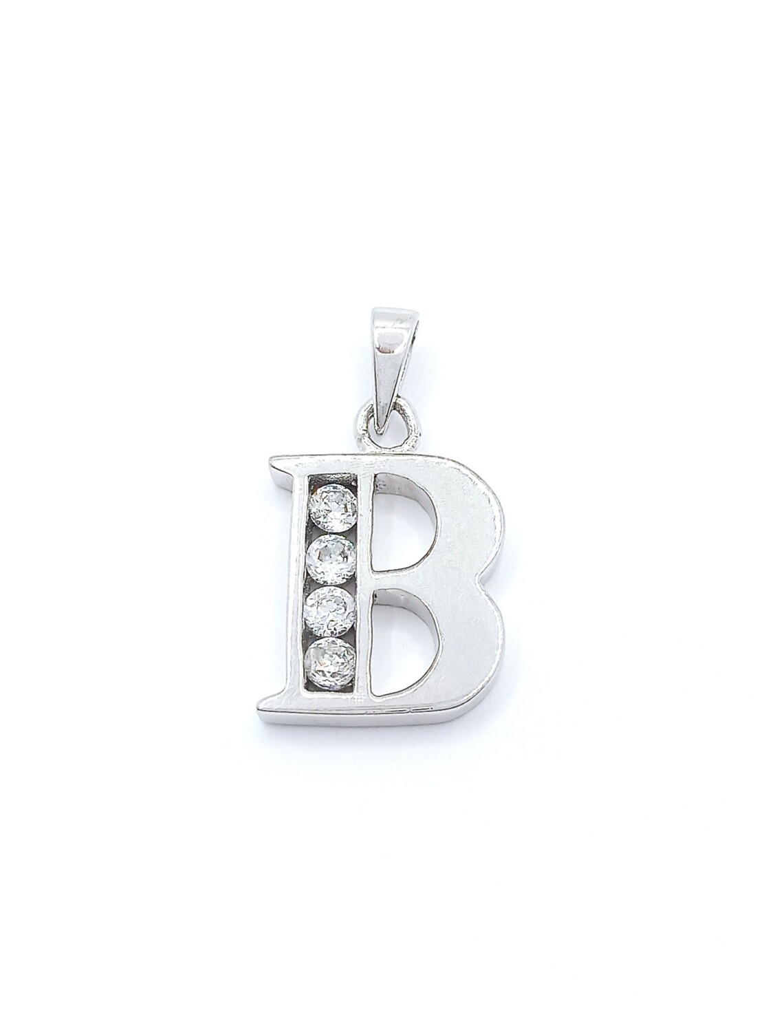 Silver 925 single stone letter charm pendant