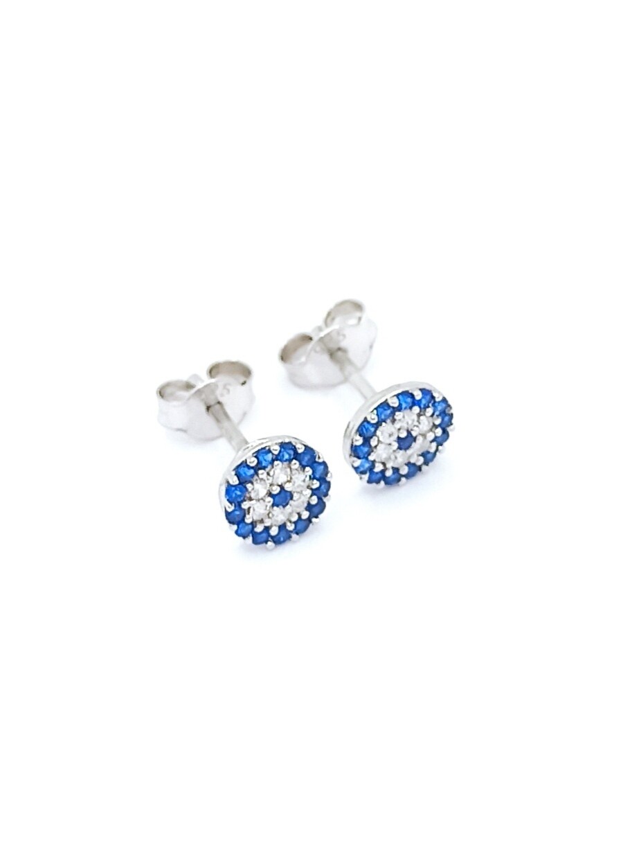 Silver 925 children evil eye earrings, DESIGN-COLOR: 1 White gold plated
