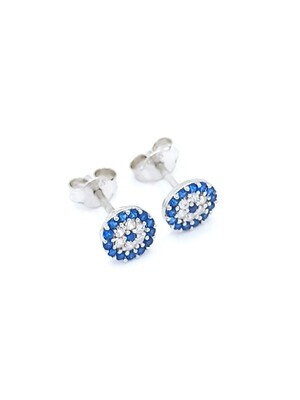 Silver 925 evil eye zirconia stone stud earrings