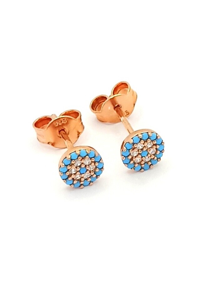 Silver 925 evil eye zirconia stone stud earrings