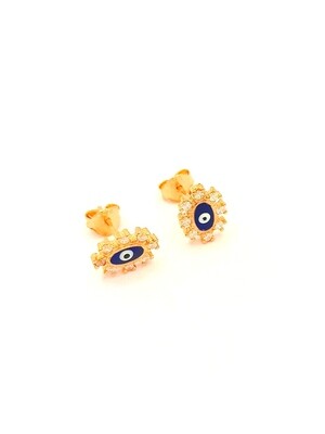 Silver 925 evil eye zirconia stone stud earrings