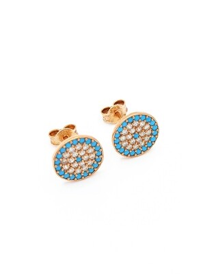 Silver 925 big evil eye design stud earrings