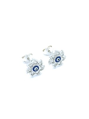 Silver 925 evil eye sun design stud earrings