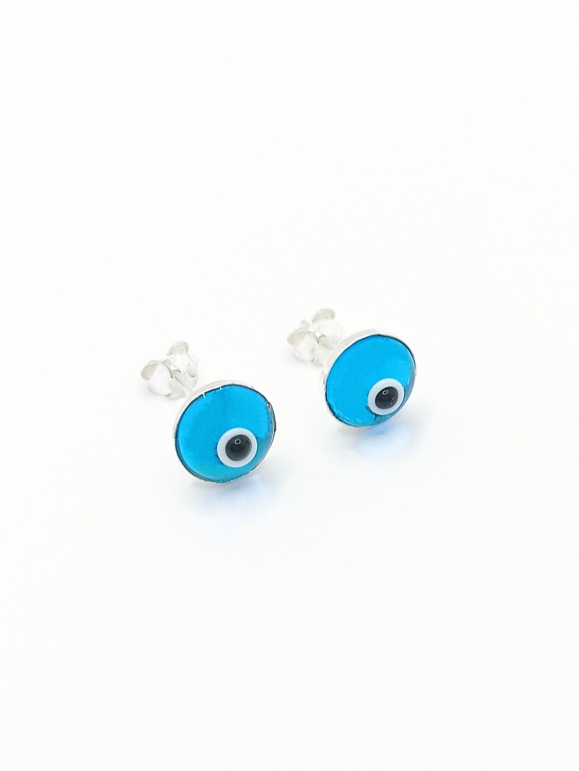 Silver 925 murano stone evil eye stud earrings