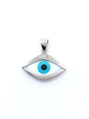 Silver 925 evil eye pendant with fildisi stone