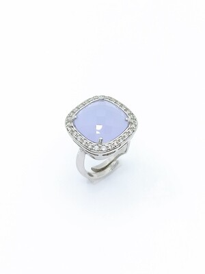 Silver 925 big lila stone rosette ring