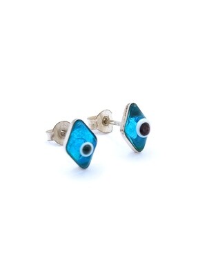 Silver 925 stud earrings evil eye murano stone