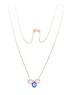 Silver 925 infinity &amp; evil eye rose gold necklace