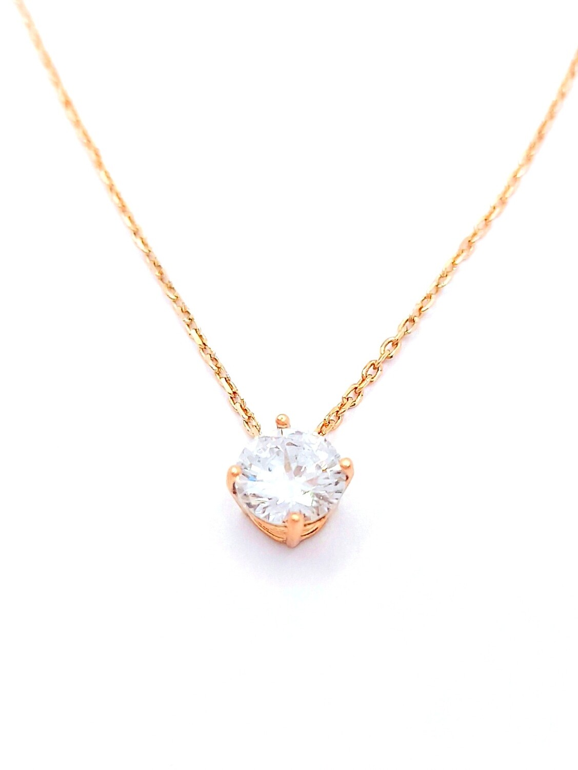 Silver 925 single white stone necklace