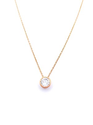 Silver 925 single round stone rose necklace