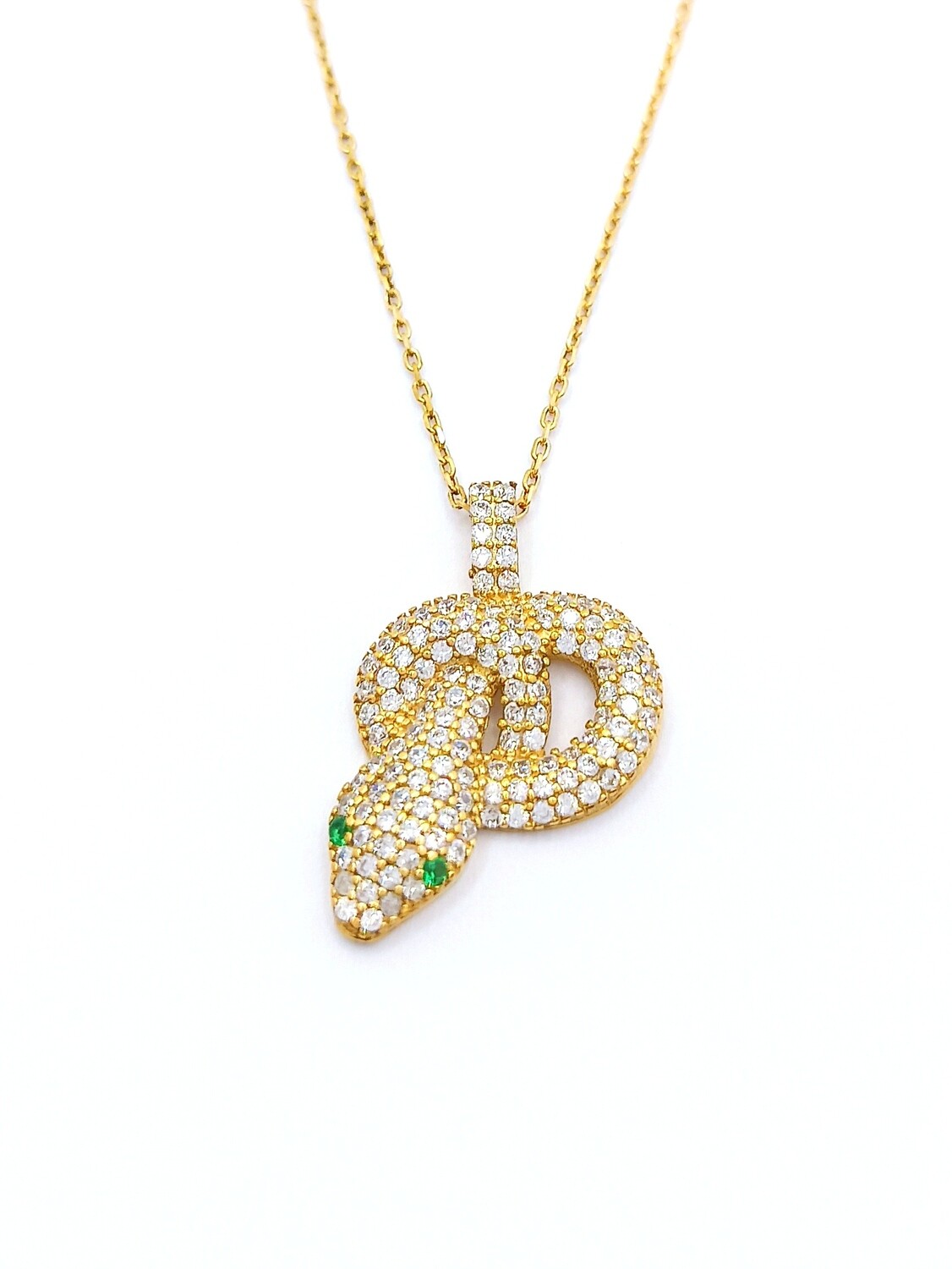 Silver 925 gold stone snake necklace