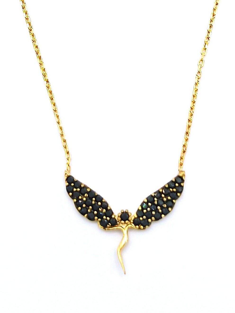 Silver 925 stone gold angel necklace