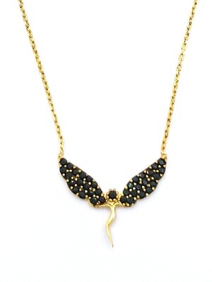 Silver 925 stone gold angel necklace