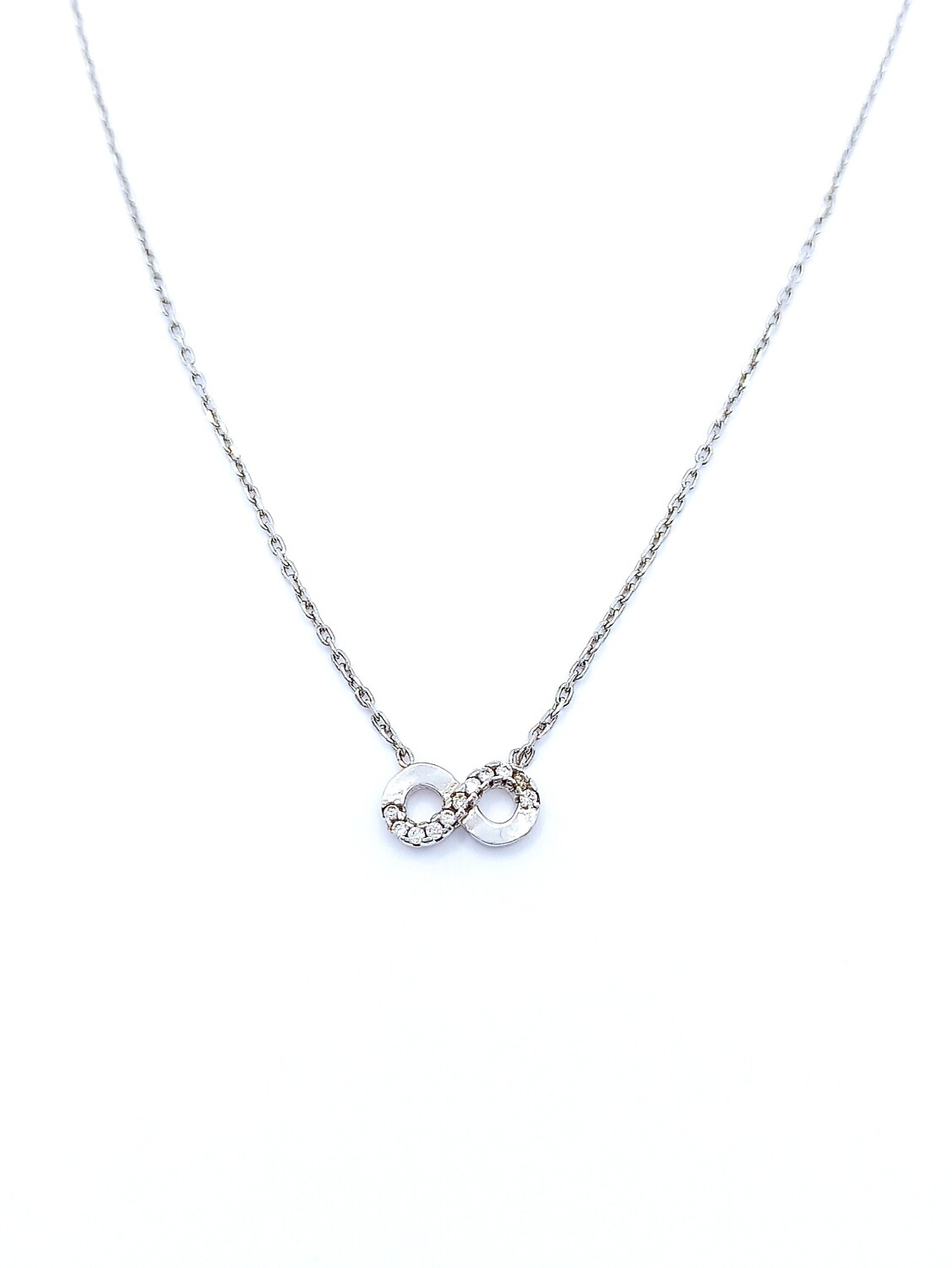 Silver 925 infinity white stone necklace