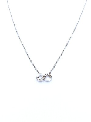 Silver 925 infinity white stone necklace