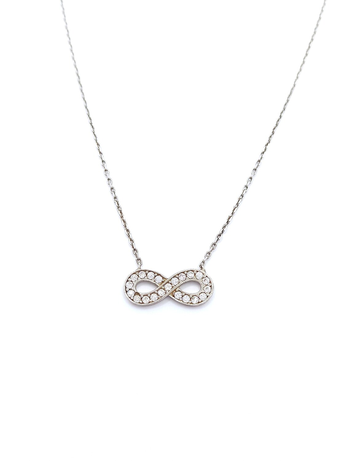 Silver 925 infinity white stone necklace